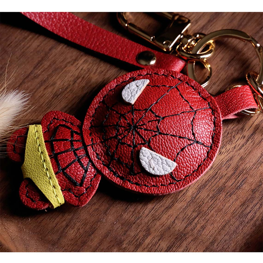 Superhero Avengers Spider Man Keychain | Luxury Leather Keyring Gifts - POPSEWING™