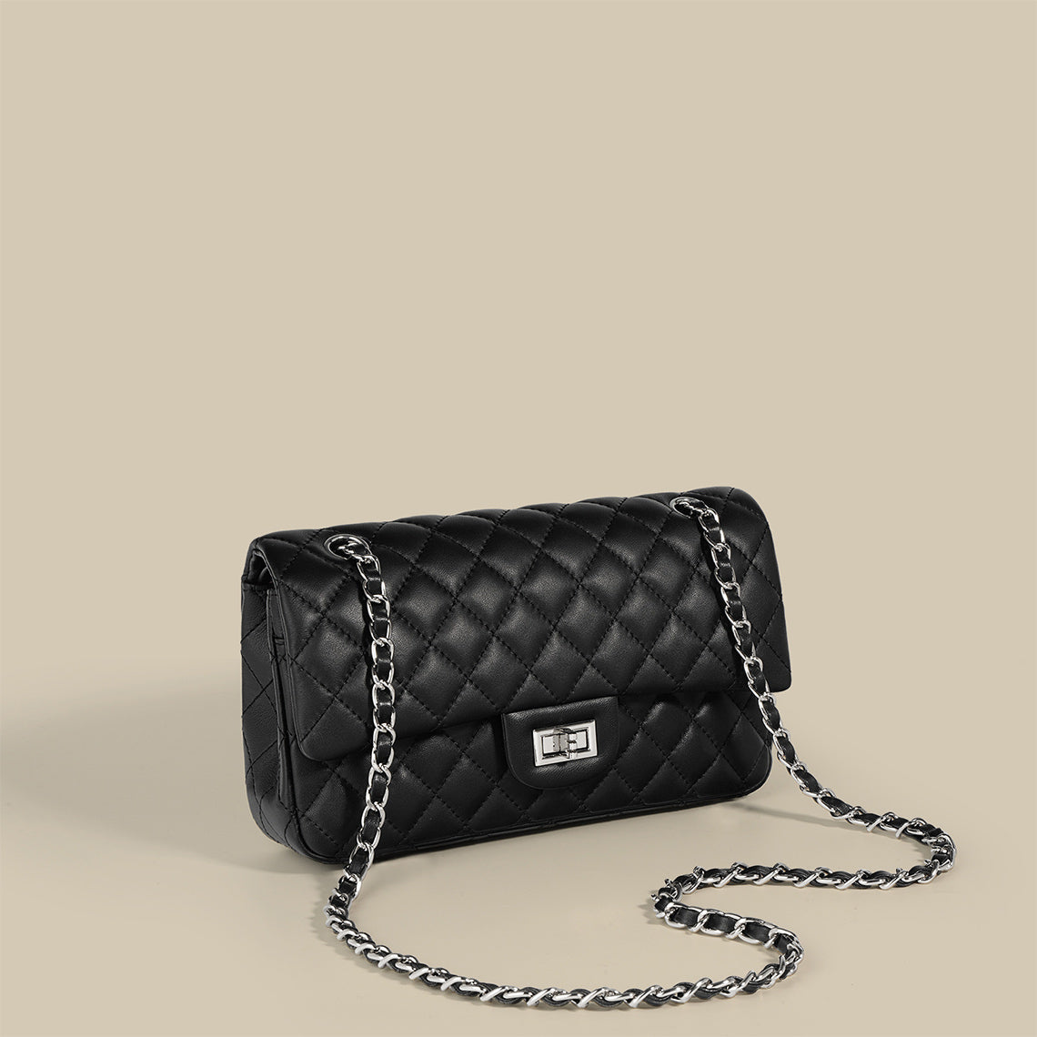 Crossbody Chain Bag Black | Inspired Classic Flap Bag in Black