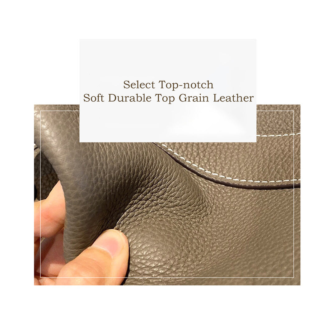 Taupe Leather Handbag | Genuine Leather Bag - POPSEWING™