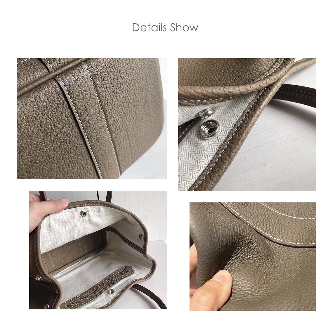 Taupe Leather Handbag | Genuine Leather Bag - POPSEWING™