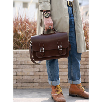 Handmade Brown Leather Satchel Crossbody Bag Shoulder Bag | Made by You Leather Satchel - POPSEWING™