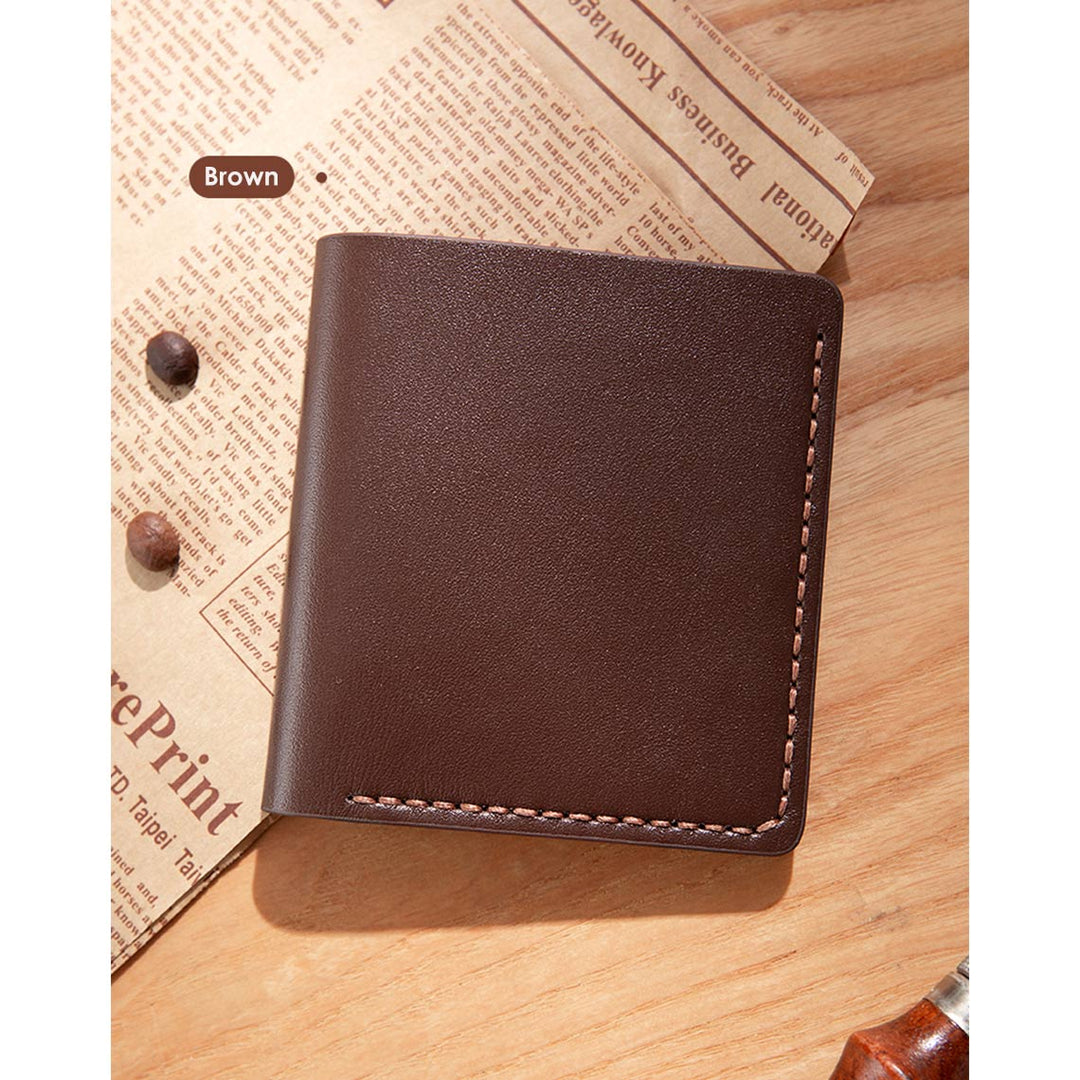 Dark brown leather men's wallet handmade | DIY starter kit | Leather craft at home - POPSEWING™