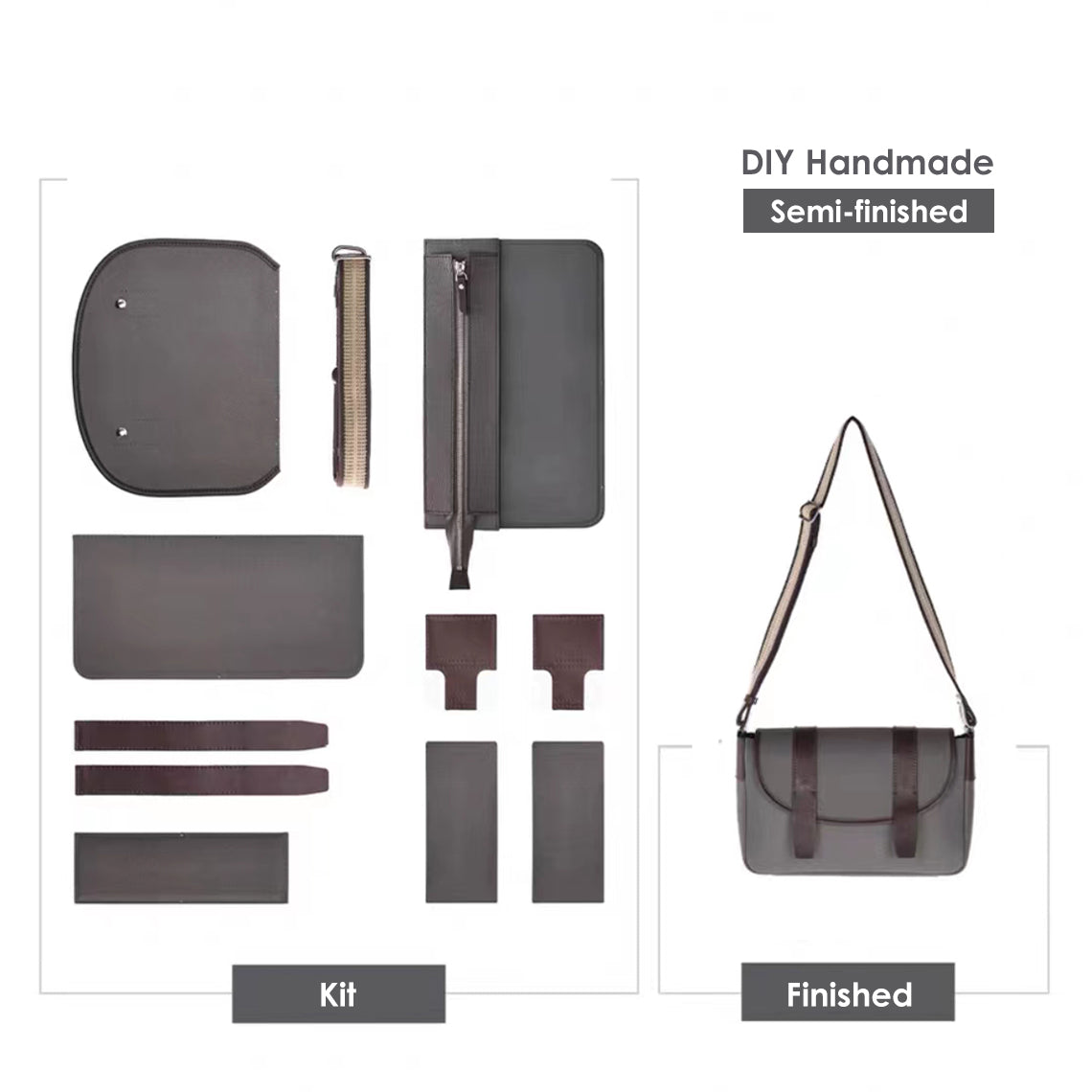 DIY Bag Kit | Leather Messenger Bag for Men Handmade Bag Gifts - POPSEWING™