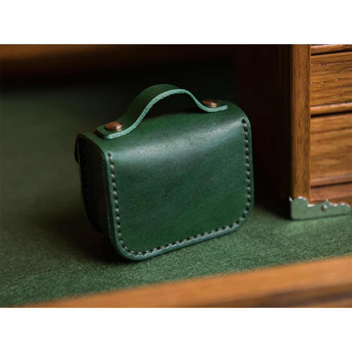 Mini satchel bag green | vintage style leather bag | POPSEWING™