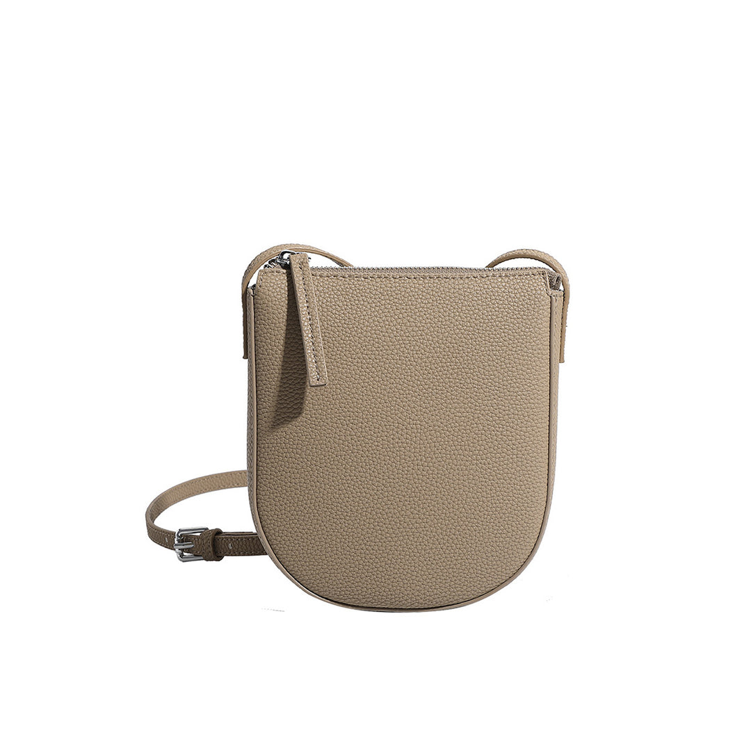 Leather Phone Crossbody Bag | Top Zipper Small Leather Bag Taupe - POPSEWING™