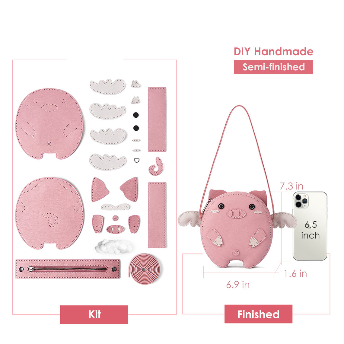 Flying Pig Bag Leather Kit - Best Gifts for Pig Lovers | POPSEWING™