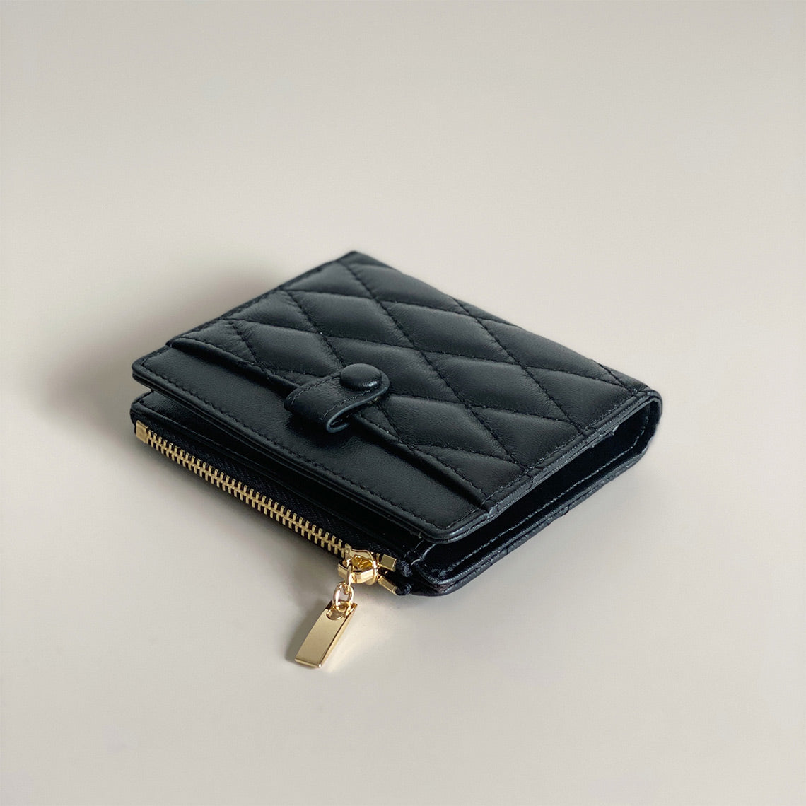 Black Leather Bifold Wallet | Sheep Leather Wallet Small Purse - POPSEWING™